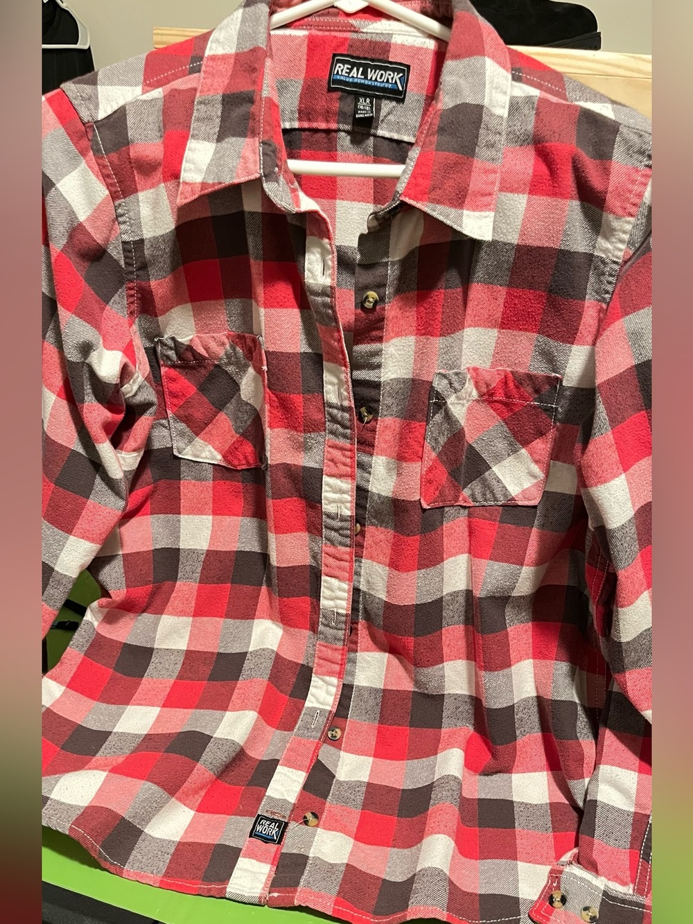 Women’s Red Plaid Button-Down Shirt